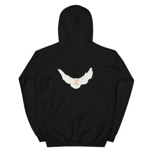 Peace Dove Printed Gap Hoodie Black